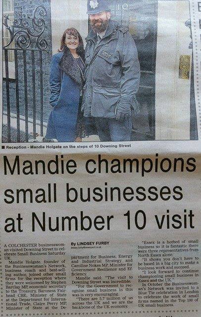 Mandie holgate business coach at number 10 downing street championing small business