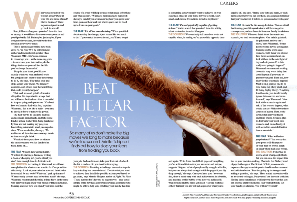 Mandie holgate talking about fight the fear in Red Magazine expert on mindset
