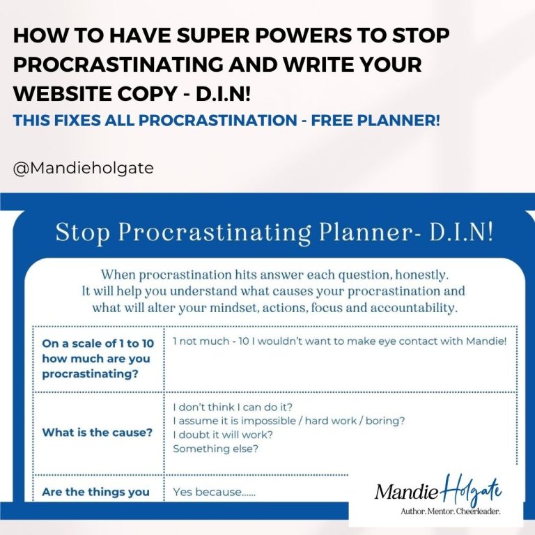 How To Have Super Powers To Stop Procrastinating And Write Your Website Copy – D.I.N!