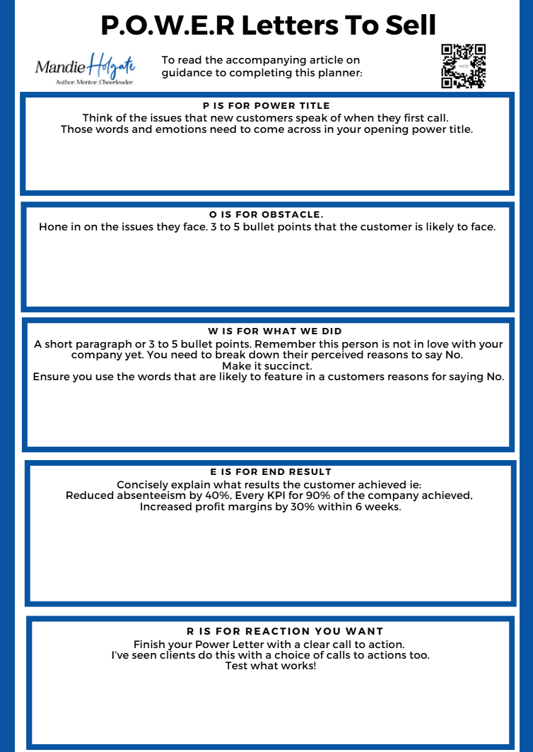 The Power Letter – The perfect why us letter – how to sell on many levels